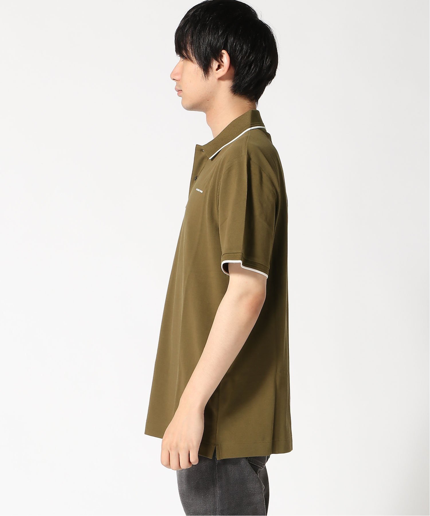 【公式ショップ】CHEST LOGO STRIPED POLO/チェストロゴポロシャツ ジースターロゥ トップス ポロシャツ カーキグリーン