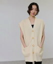 ADAM ET ROPE' FEMME 【サステナブル】ミドルニットジレ アダムエロペ トップス ベスト・ジレ ブラック ブラウン ベージュ【送料無料】