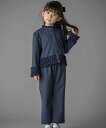 【SALE/30%OFF】BeBe Petits Pois Vert シフォンフリルブラウス+ロングパンツセットアップ(95~150cm) ベベ オンライン ス...