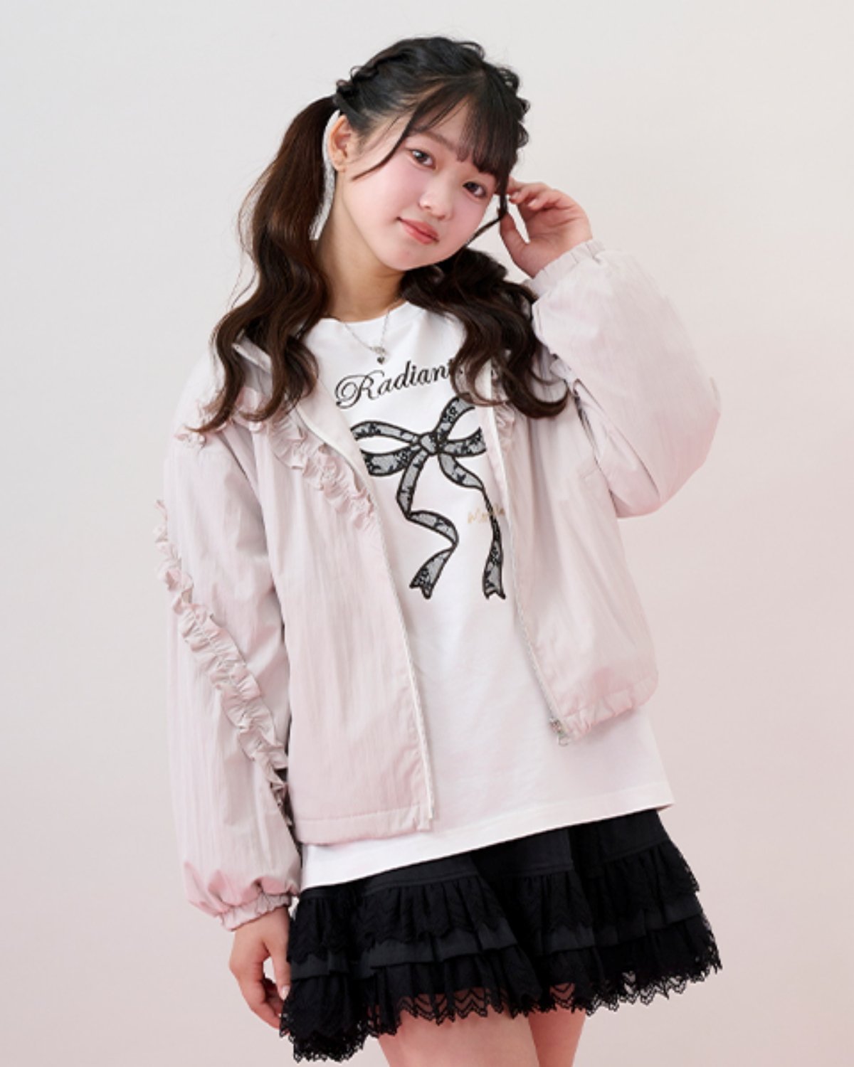 メゾピアノ　160cm・165cm 長袖Tシャツ リボン＆音符長袖Tシャツ♪（Tシャツ） | mezzo piano junior