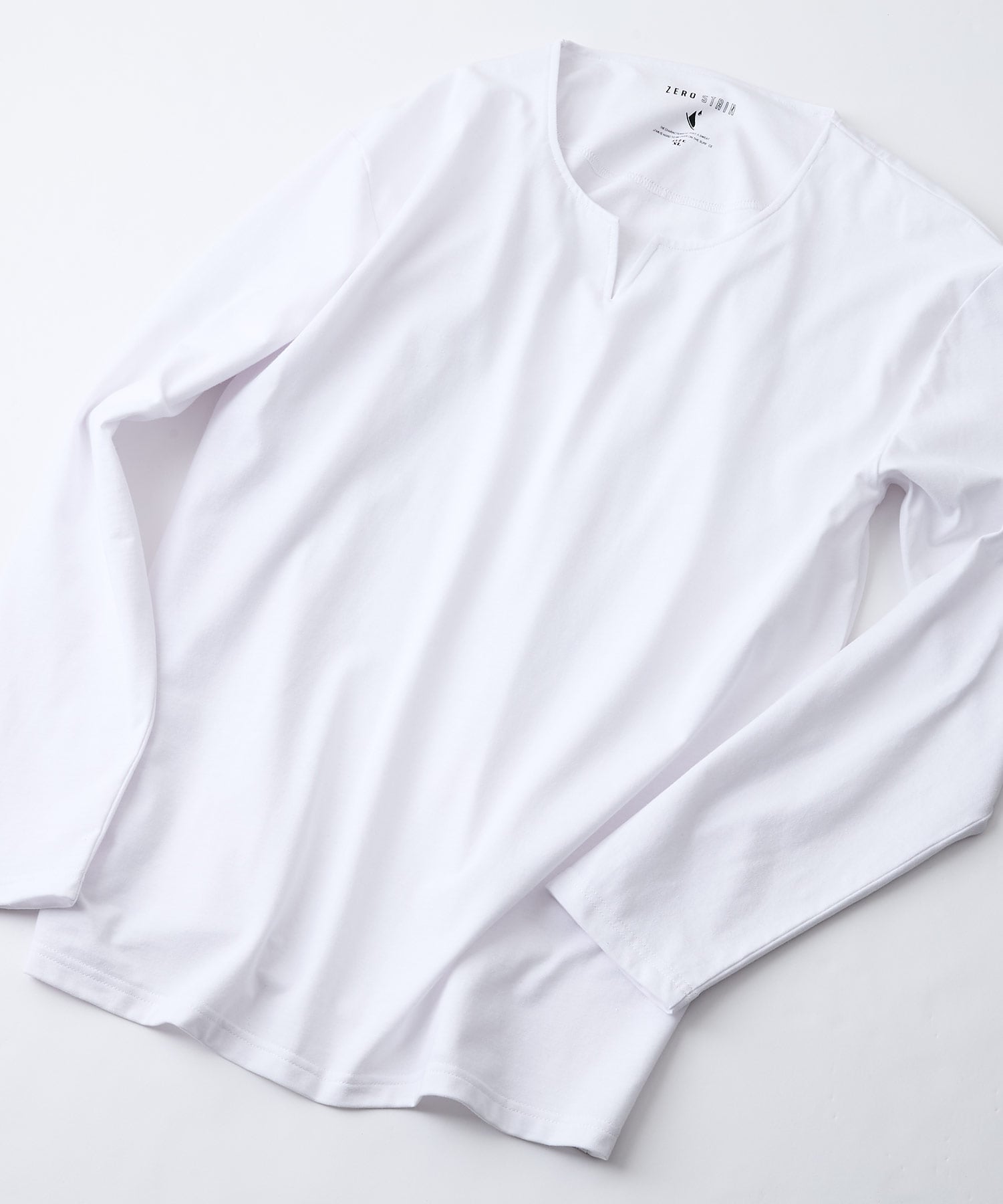 ZERO STAIN ZERO STAIN/(M)キーネックロンT 汗染み 防止 対策 ジーンズメイト トップス カットソー・Tシャツ ブラック ホワイト グレー