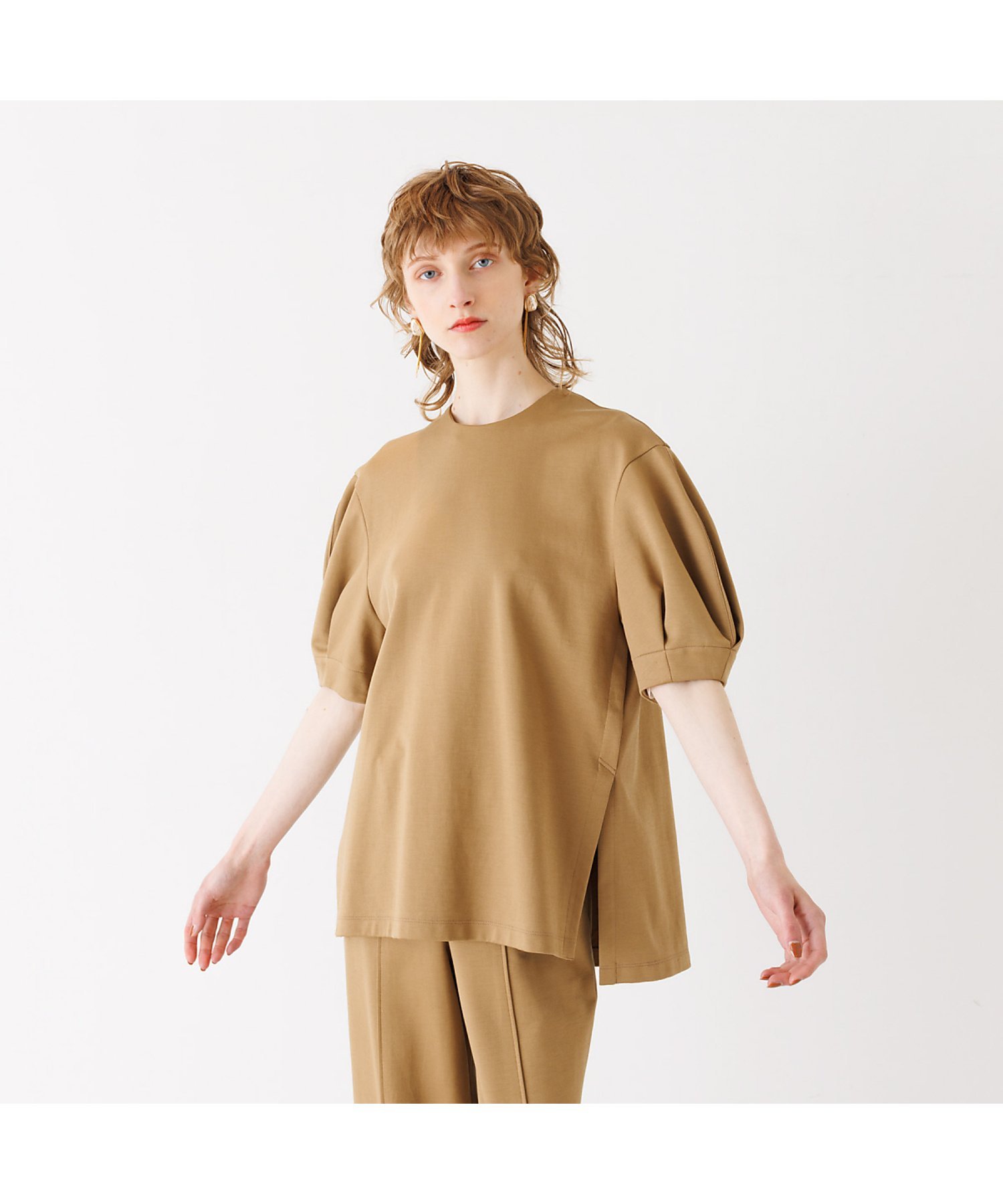【SALE／60%OFF】DESIGNWORKS ダブルジャージーサイドスリットプルオーバー デザインワークス トップス スウェット・トレーナー ブラック ブラウン【送料無料】