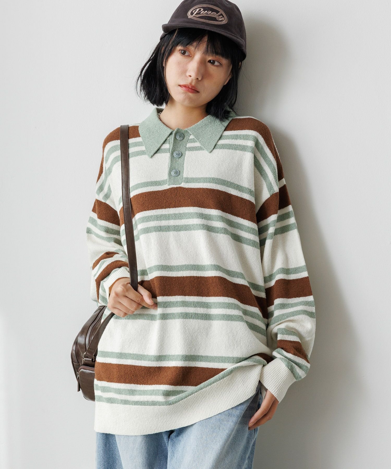 【SALE／50%OFF】PAGEBOYLIM 【PBLIM】プレッピーラガーニット ページボーイ トップス ニット ブルー グリーン【送料無料】