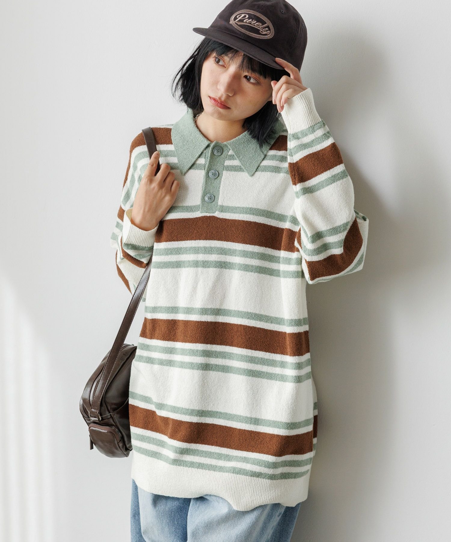 PAGEBOYLIM 【PBLIM】プレッピーラガーニット ページボーイ トップス ニット ブルー グリーン