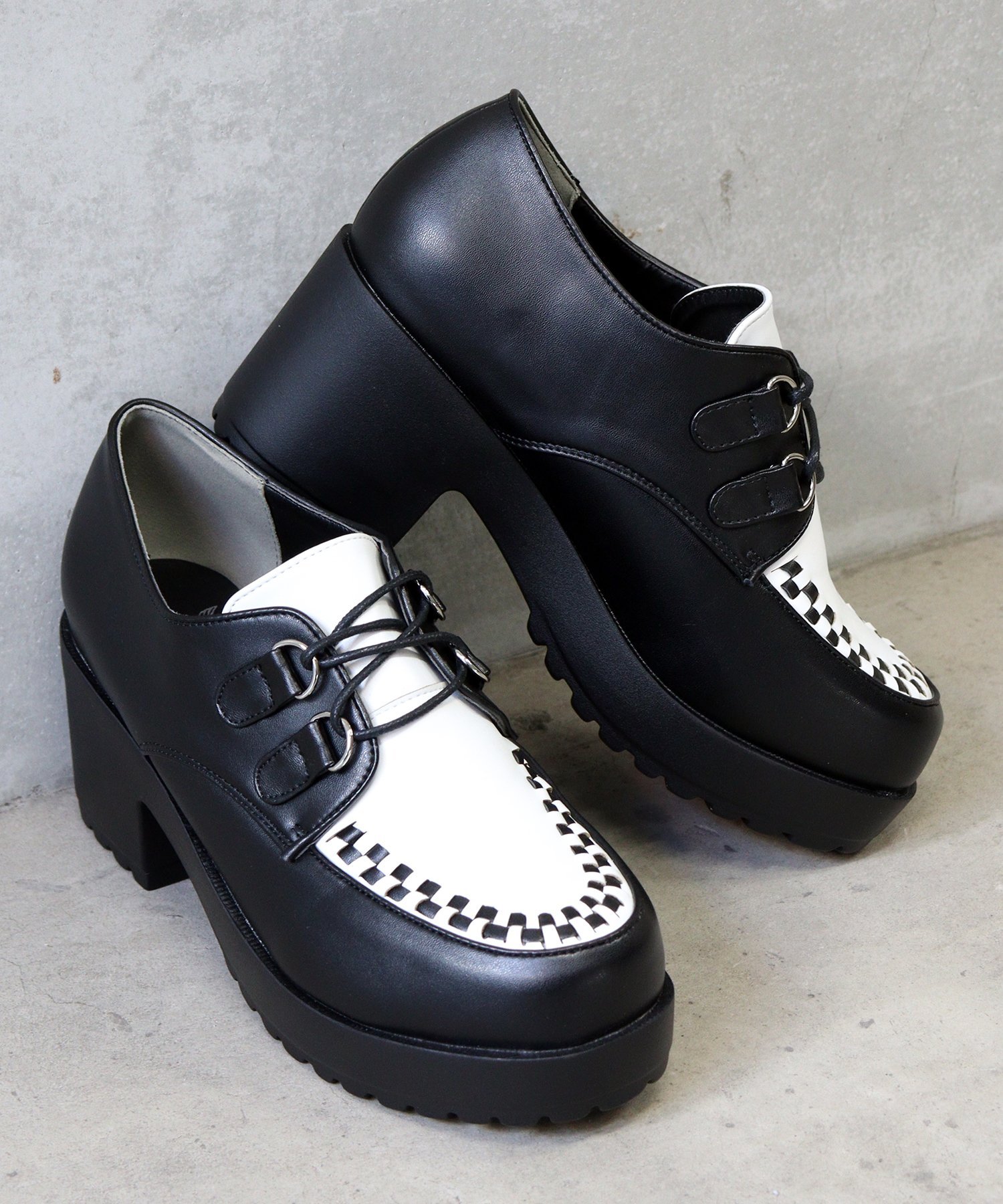 【SALE／10%OFF】LOVEHUNTER 7.5cmヒール 厚底インターレースシューズ ☆1604 サンエーフットウェアー シューズ・靴 ローファー ホワイト ブラック【送料無料】