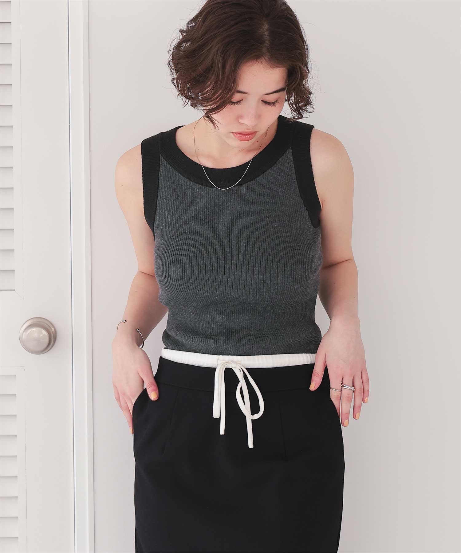【SALE／35%OFF】titivate 配色リブニットタンクトップ トップス インナー ボーダー バイカラー レイヤード ティティベイト トップス ノースリーブ・タンクトップ ブラウン ネイビー ブラック stylife-15680543 Rakuten Fashion サンプル画像2