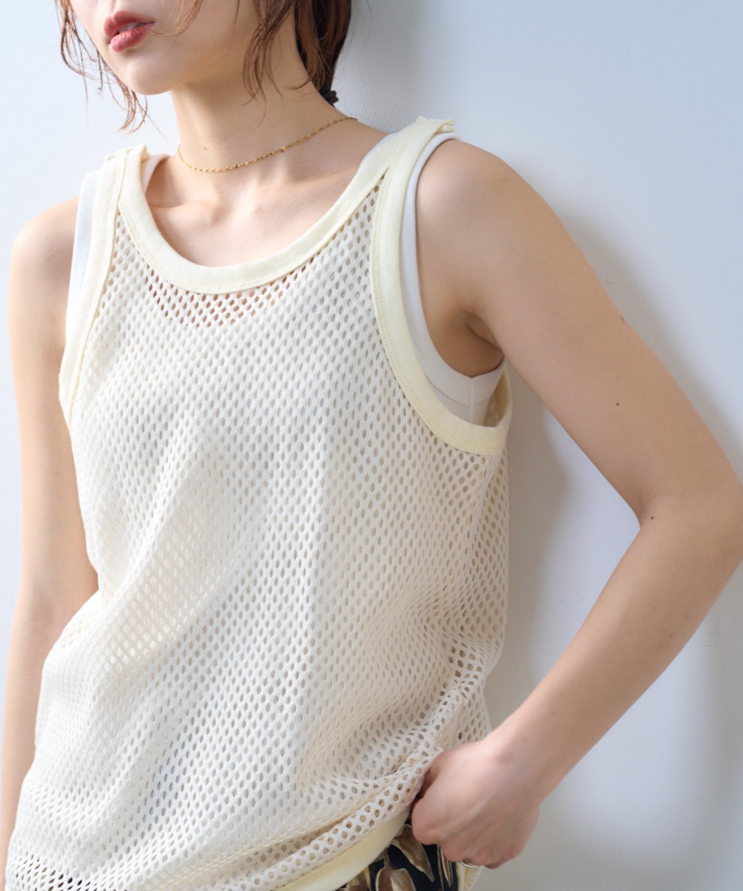 【willow】メッシュタンク チャオパニックティピー トップス ノースリーブ・タンクトップ ホワイト ブラック