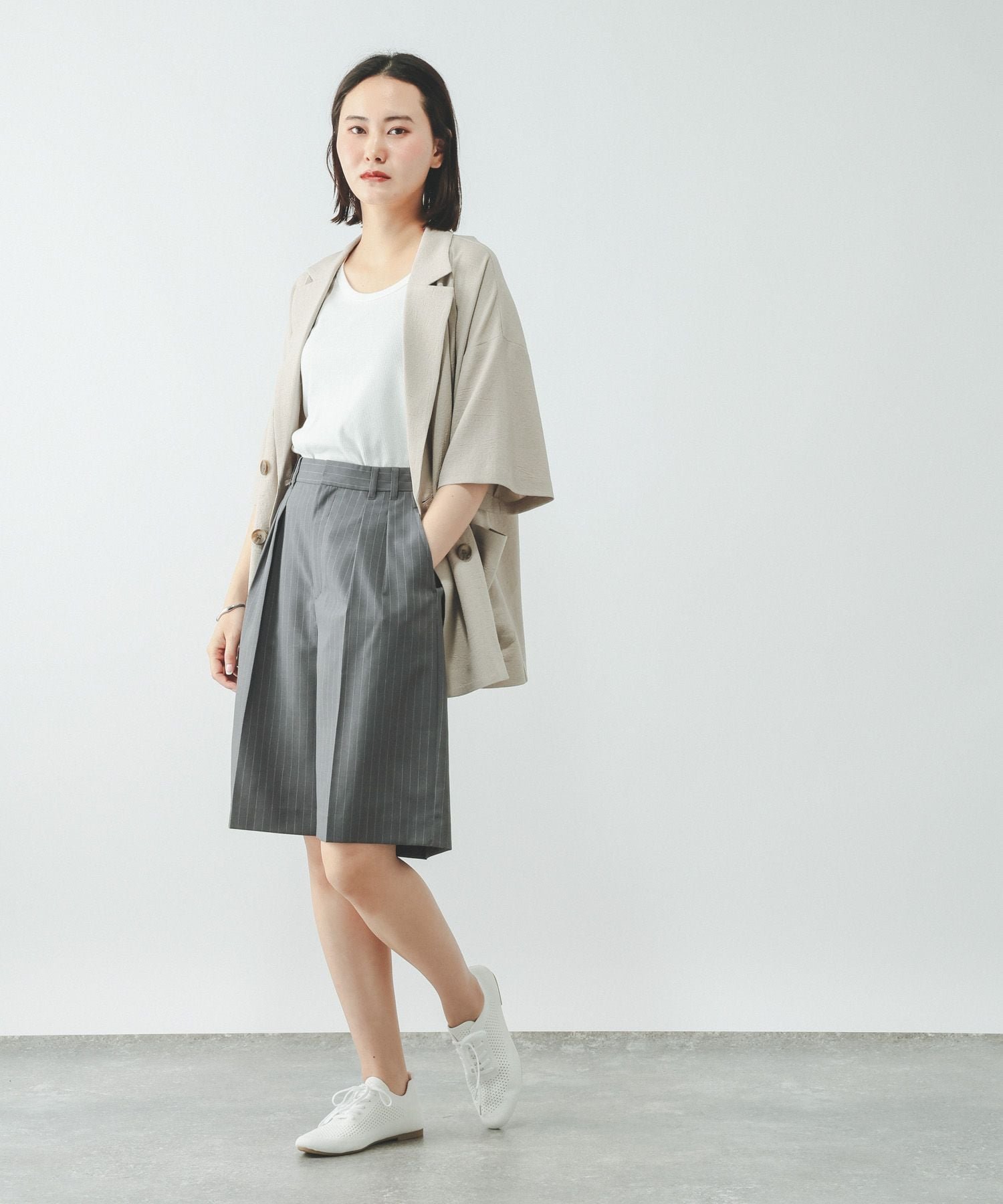 【SALE／40%OFF】GLOBAL WORK ノンストレスリッチショートパンツ/661432 グローバルワーク パンツ その他のパンツ ブラウン グレー stylife-15697048 Rakuten Fashion サンプル画像3