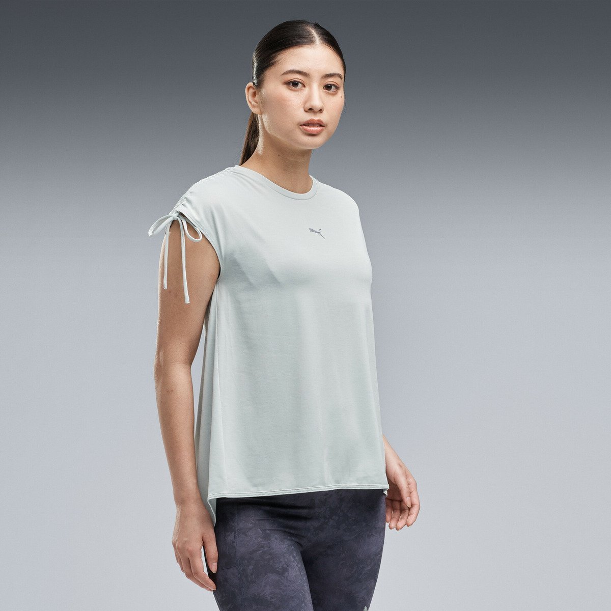 PUMA ウィメンズ ヨガ スタジオ 半袖 Tシャツ STUDIO SS TEE プーマ トップス カットソー・Tシャツ グリーン【送料無料】