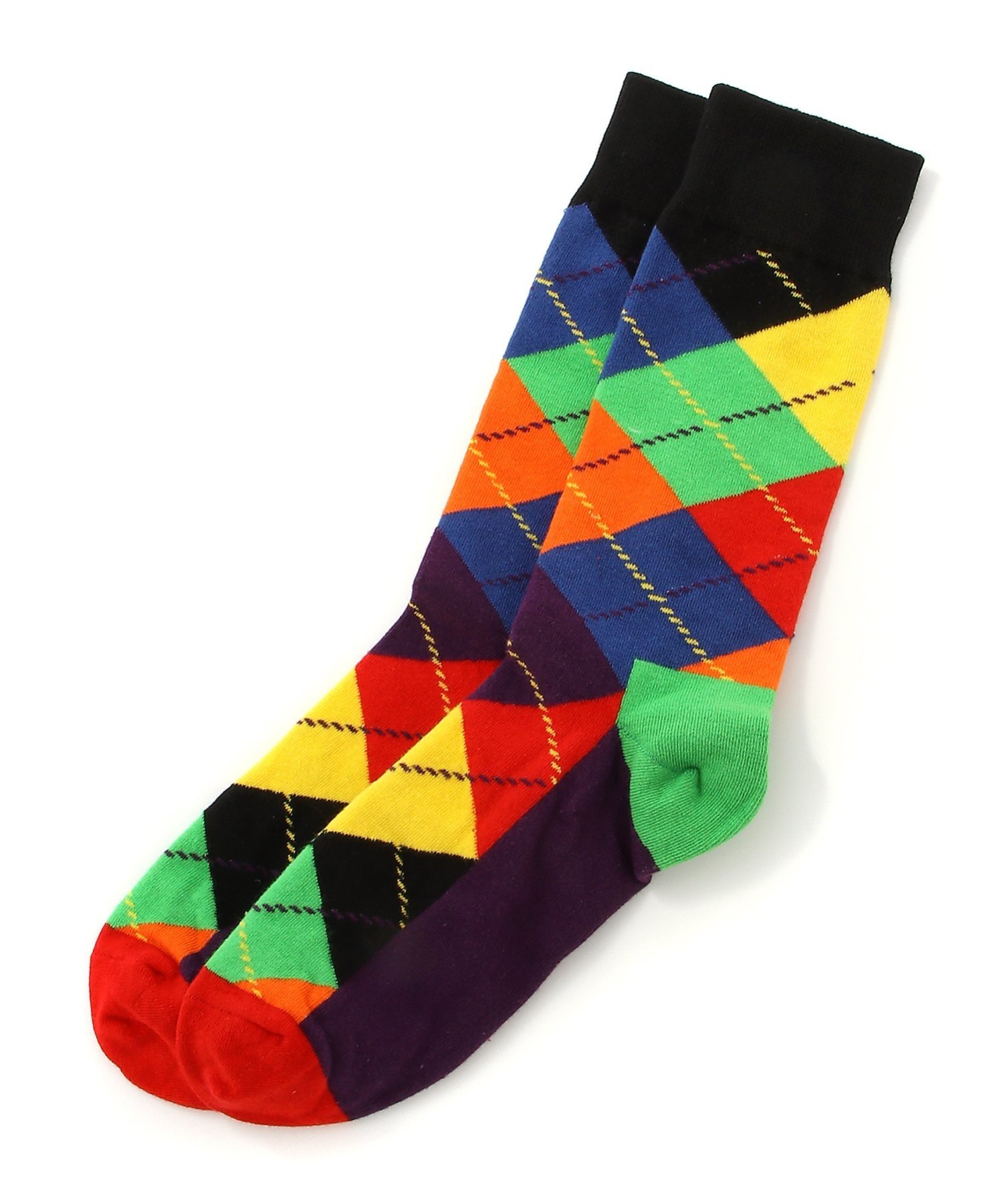 【SALE／10%OFF】Fun&Daily F&D:Multi Argyle Pattem Sox ファンアンドデイリー 靴下・レッグウェア 靴下 ブラック グリーン イエロー