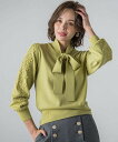 【SALE/40%OFF】Viaggio Blu 袖レースボウタイ付きニット≪手洗い可能≫ ビアッジョブルー トップス ニット イエロー ホワイト ブルー ネイ...