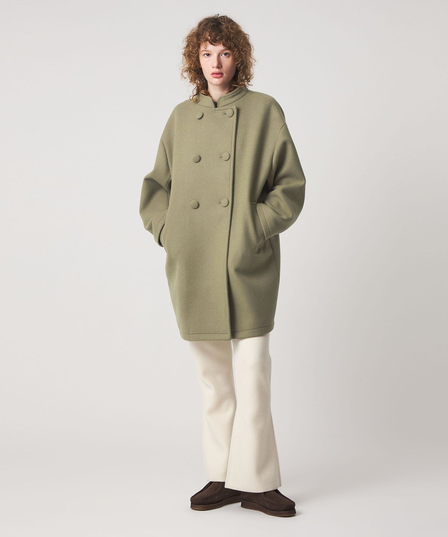【SALE／30%OFF】Steven Alan ＜Steven Alan＞ビーバー スタンドカラー コート ユナイテッドアローズ アウトレット ジャケット・アウター その他のジャケット・アウター グリーン ブラック【送料無料】 stylife-15718353 Rakuten Fashion サンプル画像3
