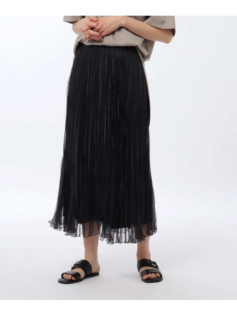 UNTITLED ◆ソフトオーガンジーワッシャースカート アンタイトル スカート ロングスカート グレー ブラック イエロー【送料無料】