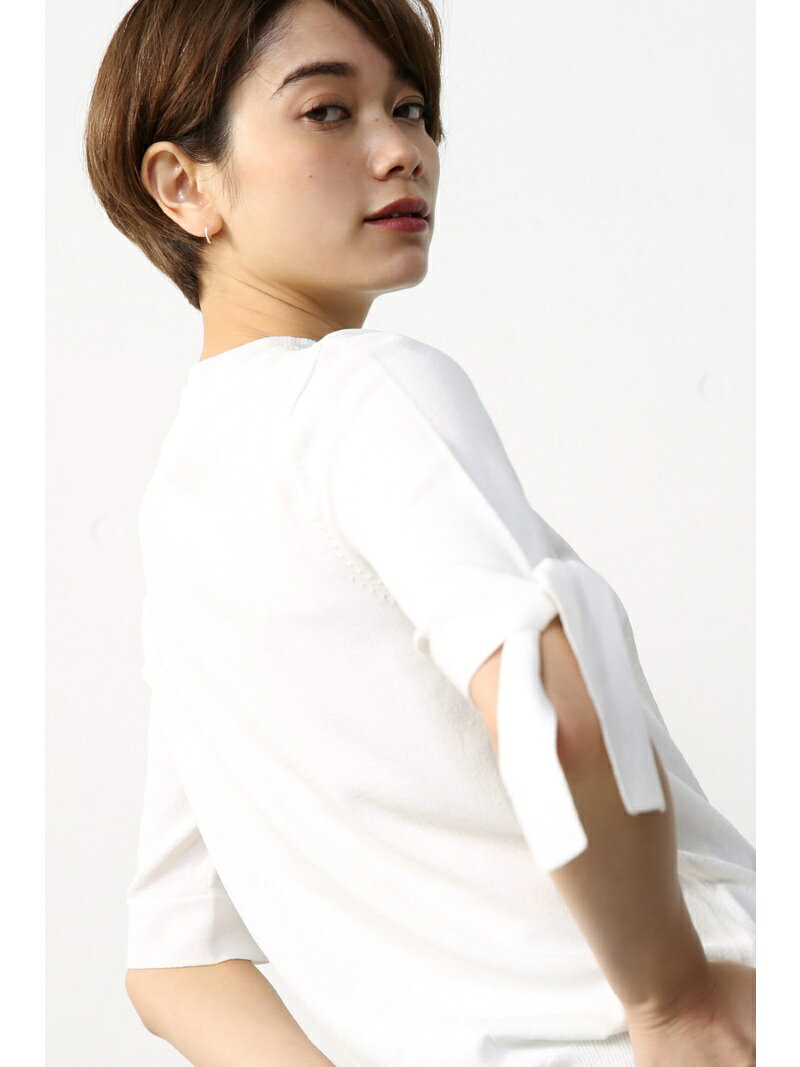 【SALE／50%OFF】AZUL by moussy 袖リボン5分袖ニットプルオーバー アズールバイマウジー ニット【RBA_S】【RBA_E】