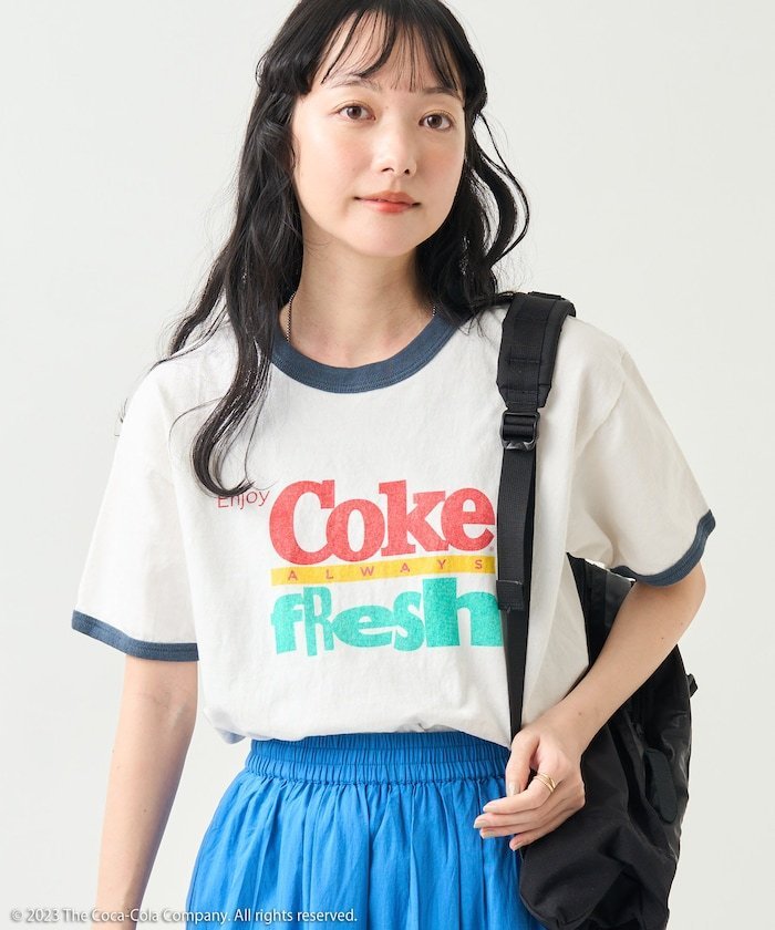 【SALE／40%OFF】FREAK'S STORE 「Coca-Cola」 リンガーTシャツ フリークスストア トップス カットソー・Tシャツ ホワイト