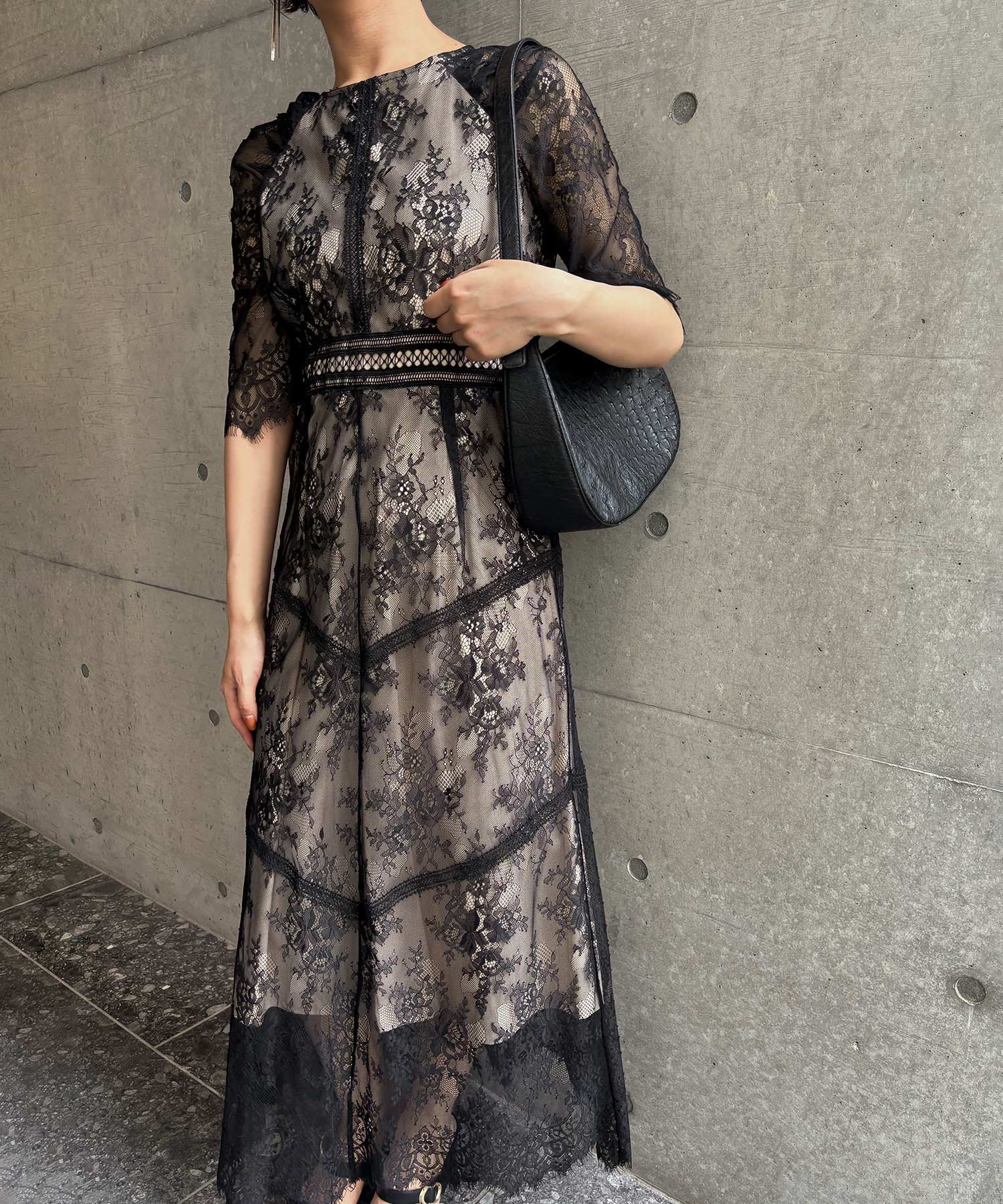 aity ショルダーギャザーラッセルレースドレス 結婚式 パーティードレス ビーフラ...