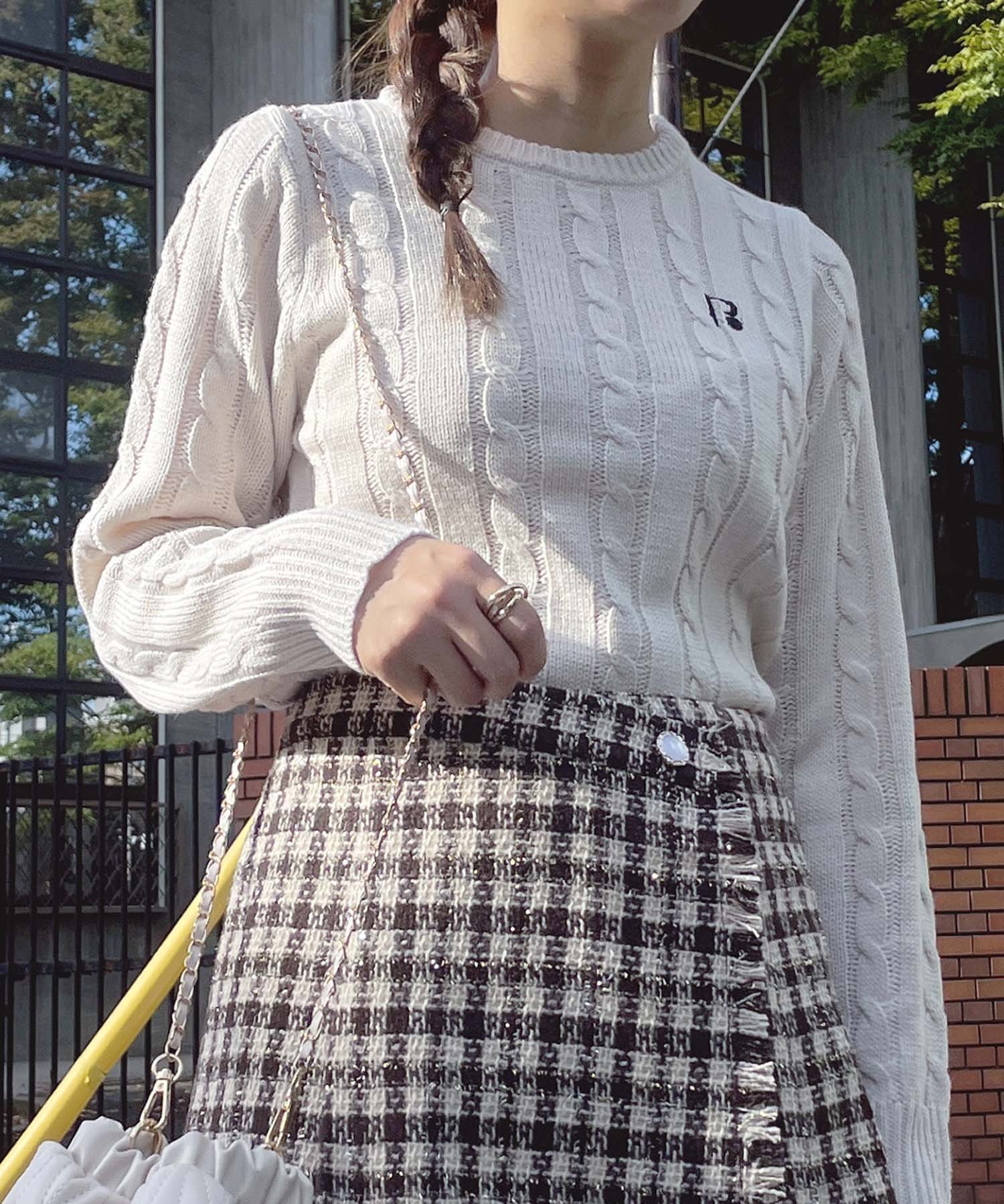 AS KNOW AS plus ◇モチーフニットプルオーバー アズノゥアズプラス トップス ニット ネイビー グレー【送料無料】