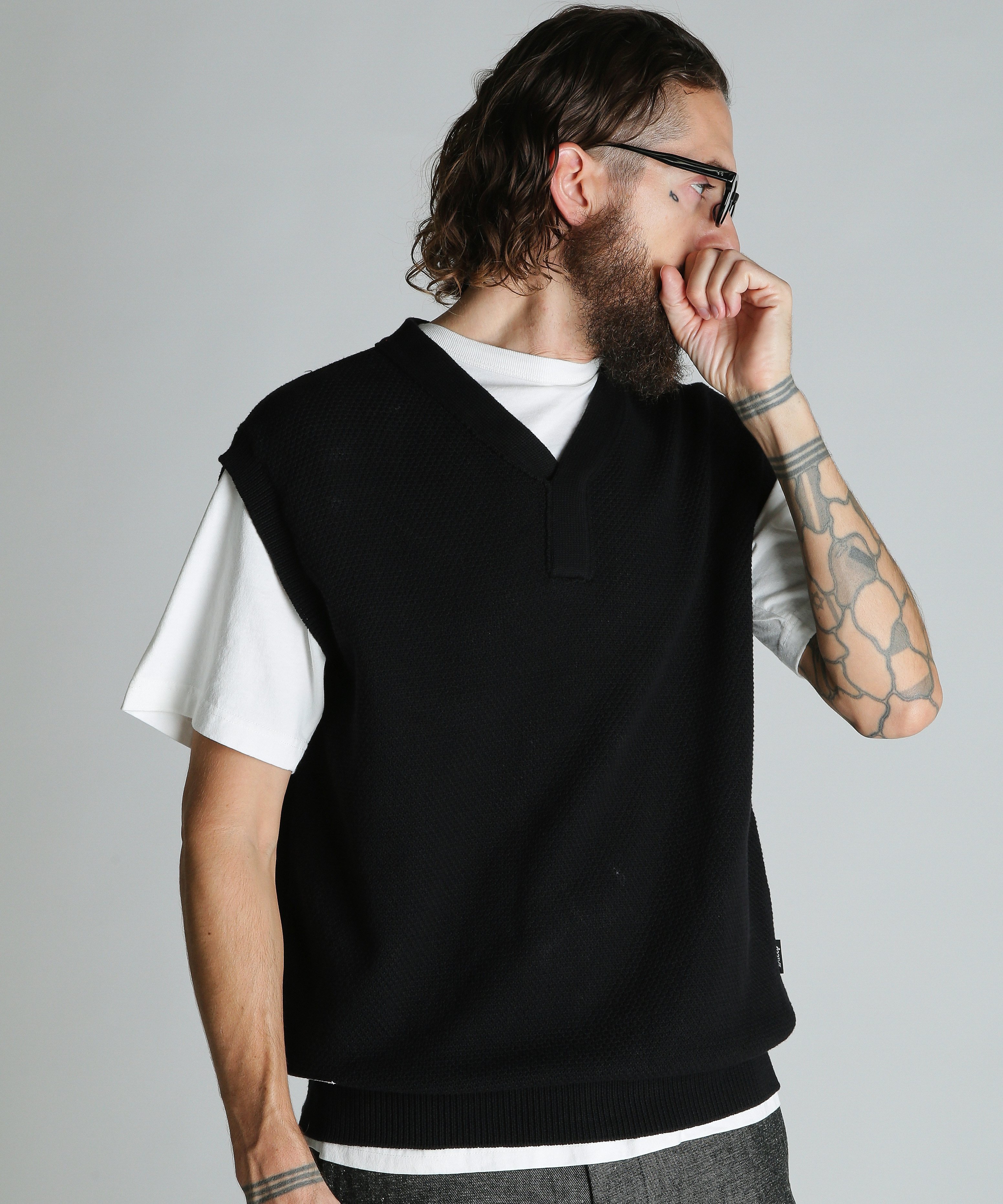 Schott B.S. KNIT VEST/ブラックシープ ニットベスト ショット トップス ニット ブラック【送料無料】