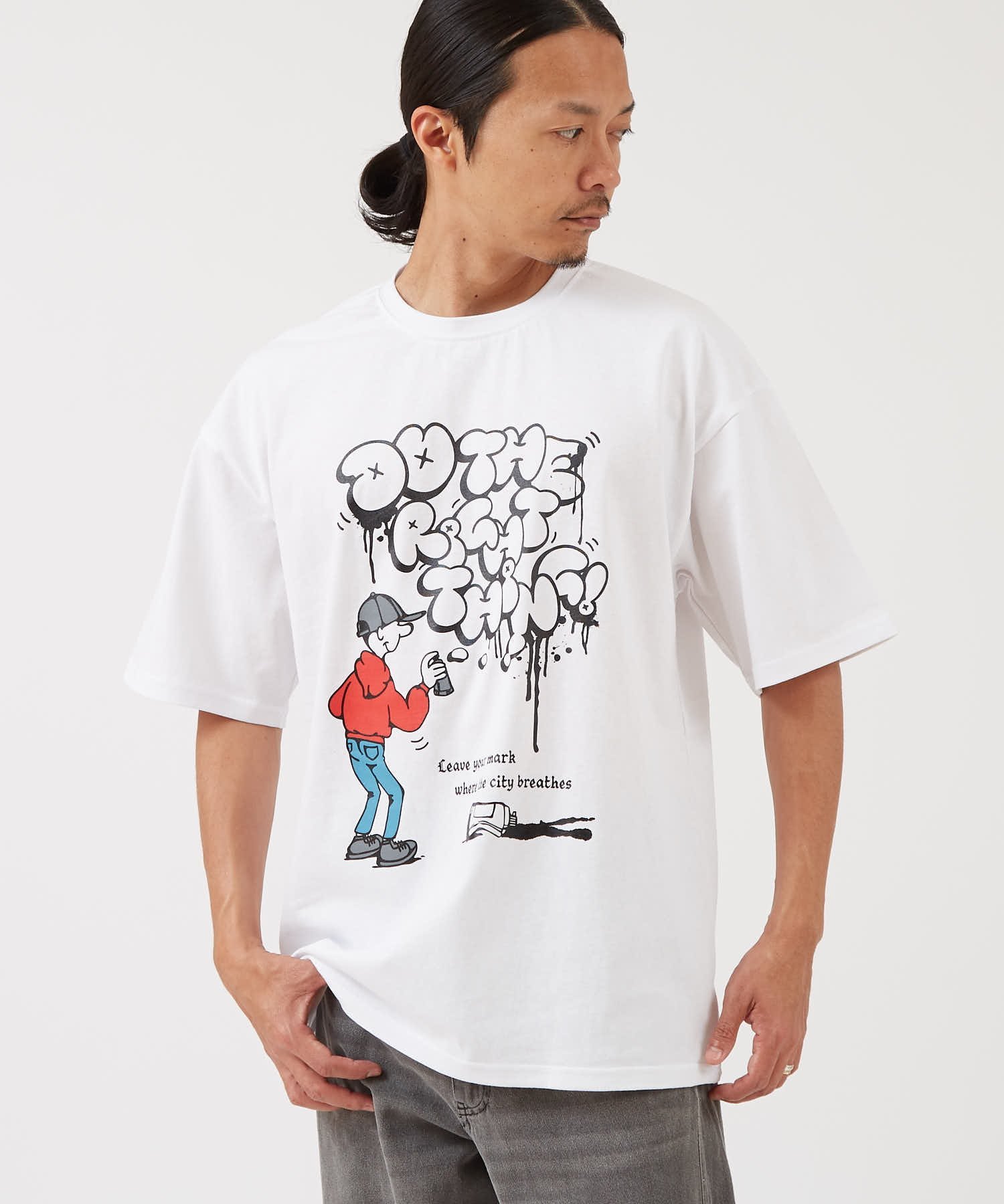 SIDEWAY STANCE SIDEWAY STANCE サイドウェイスタンス プリント 半袖Tシャツ インプローブス トップス カットソー・Tシャツ ホワイト ブラック