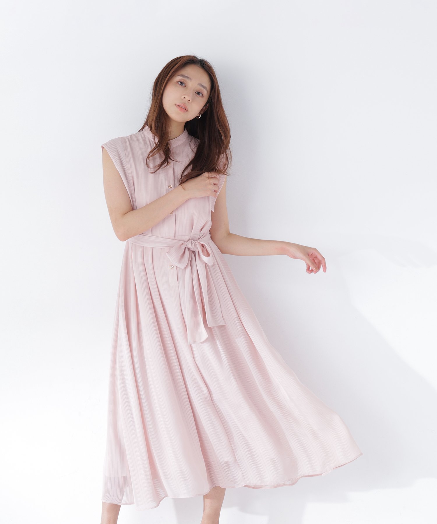 NATURAL BEAUTY BASIC シャドーストライプワンピース ナチュラルビューティベーシック ワンピース・ドレス ワンピース ベージュ ネイビー ピンク