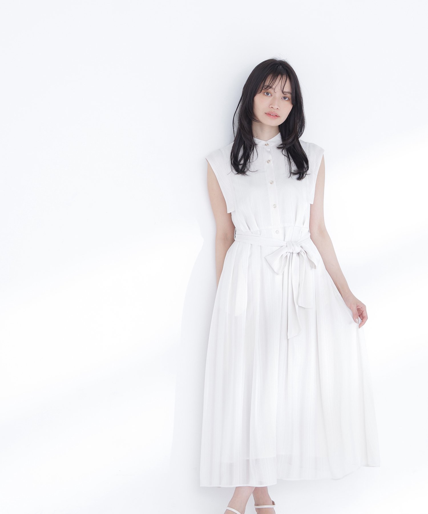 NATURAL BEAUTY BASIC シャドーストライプワンピース ナチュラルビューティベーシック ワンピース・ドレス ワンピース ベージュ ネイビー ピンク