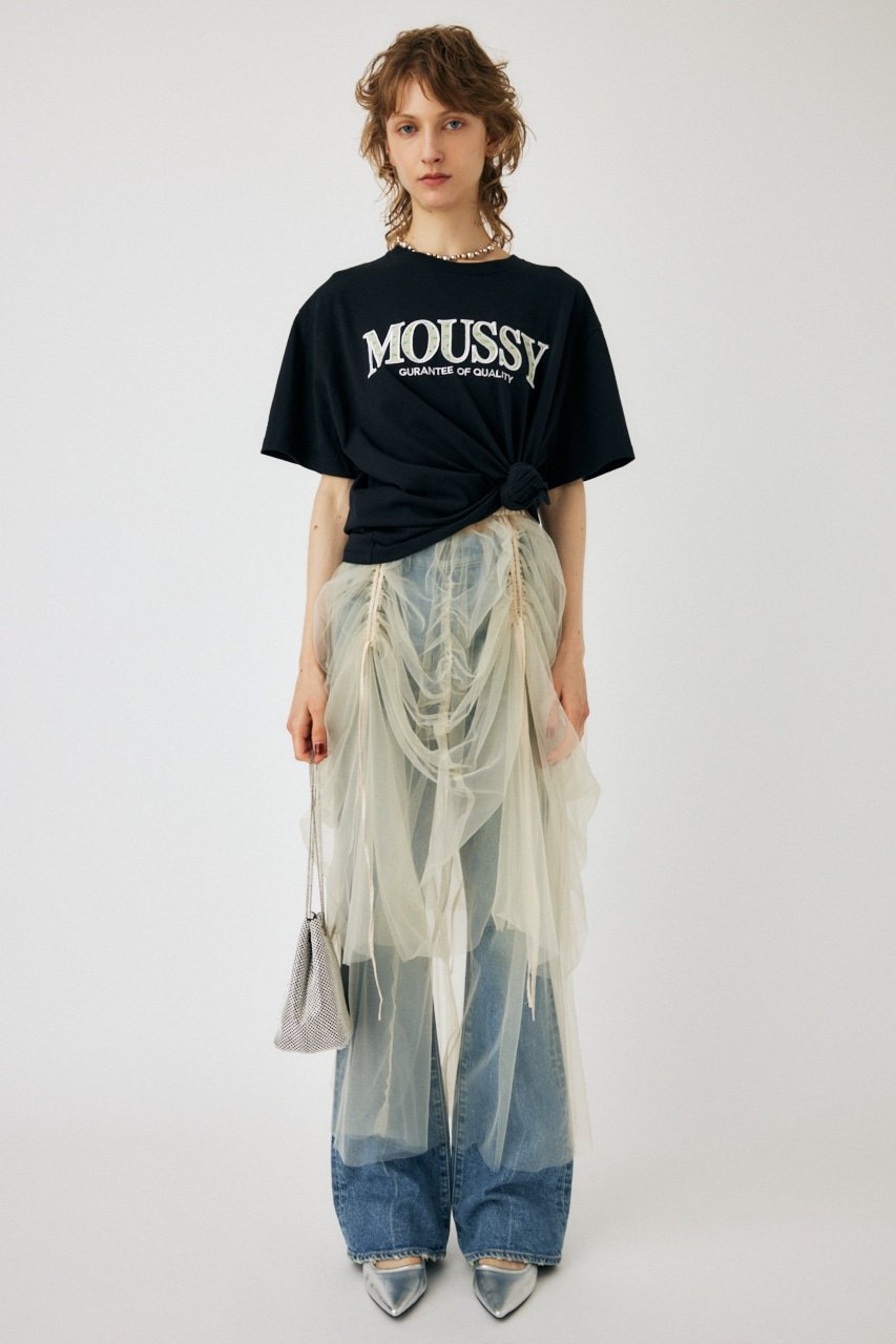 MOUSSY MOUSSY LOGO IN LOGO Tシャツ マウジー トップス カットソー・Tシャツ ブラック ホワイト グレー【送料無料】