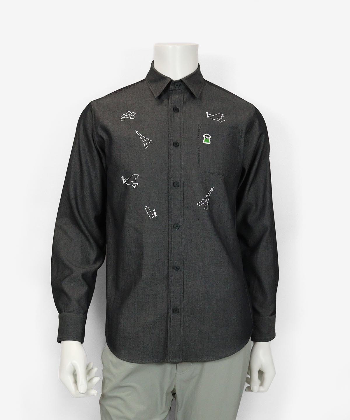 【SALE／40%OFF】Picone Club 【メンズ】線画デニムシャツ ピッコーネクラブ トップス シャツ・ブラウス ネイビー ブラック【送料無料】