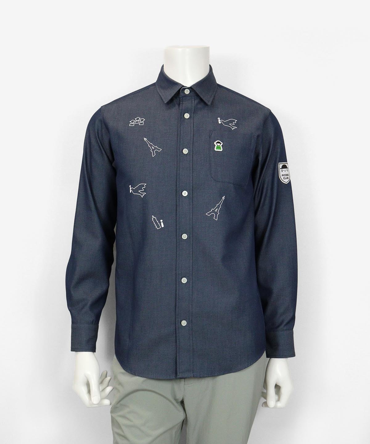 【SALE／40%OFF】Picone Club 【メンズ】線画デニムシャツ ピッコーネクラブ トップス シャツ・ブラウス ネイビー ブラック【送料無料】