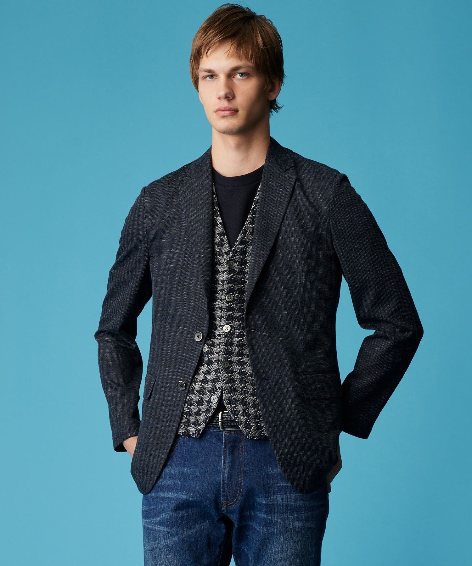JOSEPH ABBOUD 清涼感【弱撥水/イージーケア/軽量/ストレッチ】クールピケ ジャケット ジョセフアブード ジャケット・アウター テーラードジャケット・ブレザー グレー ネイビー【送料無料】