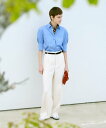 allureville ダブルカバークロススラックスパンツ アルアバイル パンツ スラックス・ドレスパンツ ネイビー ホワイト【送料無料】