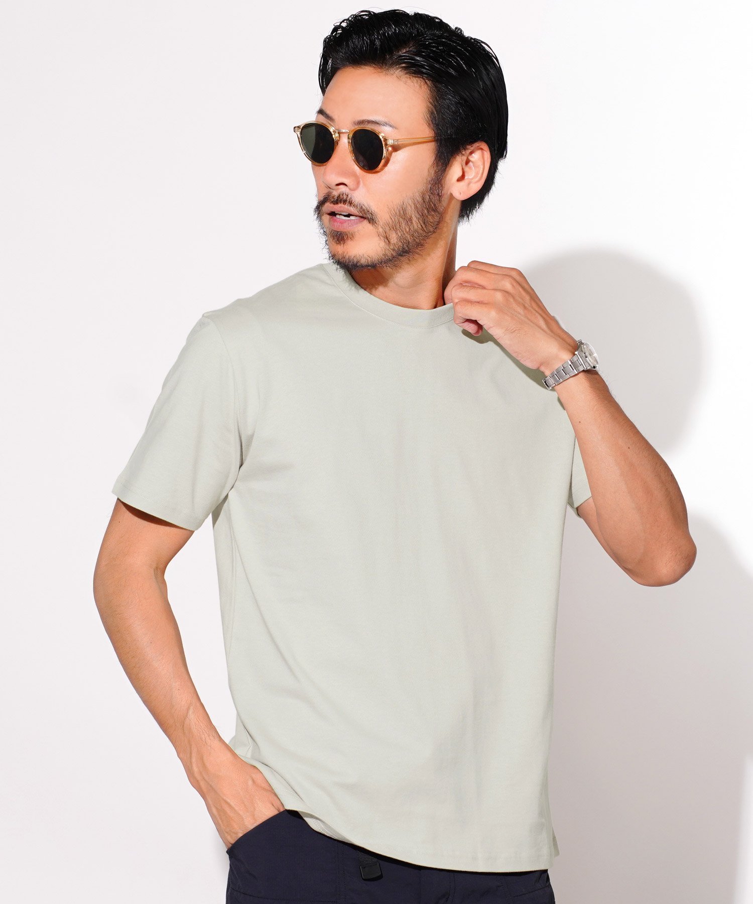 JIGGYS SHOP SELECT コットン クルーネック 半袖 無地 Tシャツ カットソー 綿100 26SS ジギーズショップ トップス カットソー・Tシャツ ホワイト ネイビー ブラック グレー
