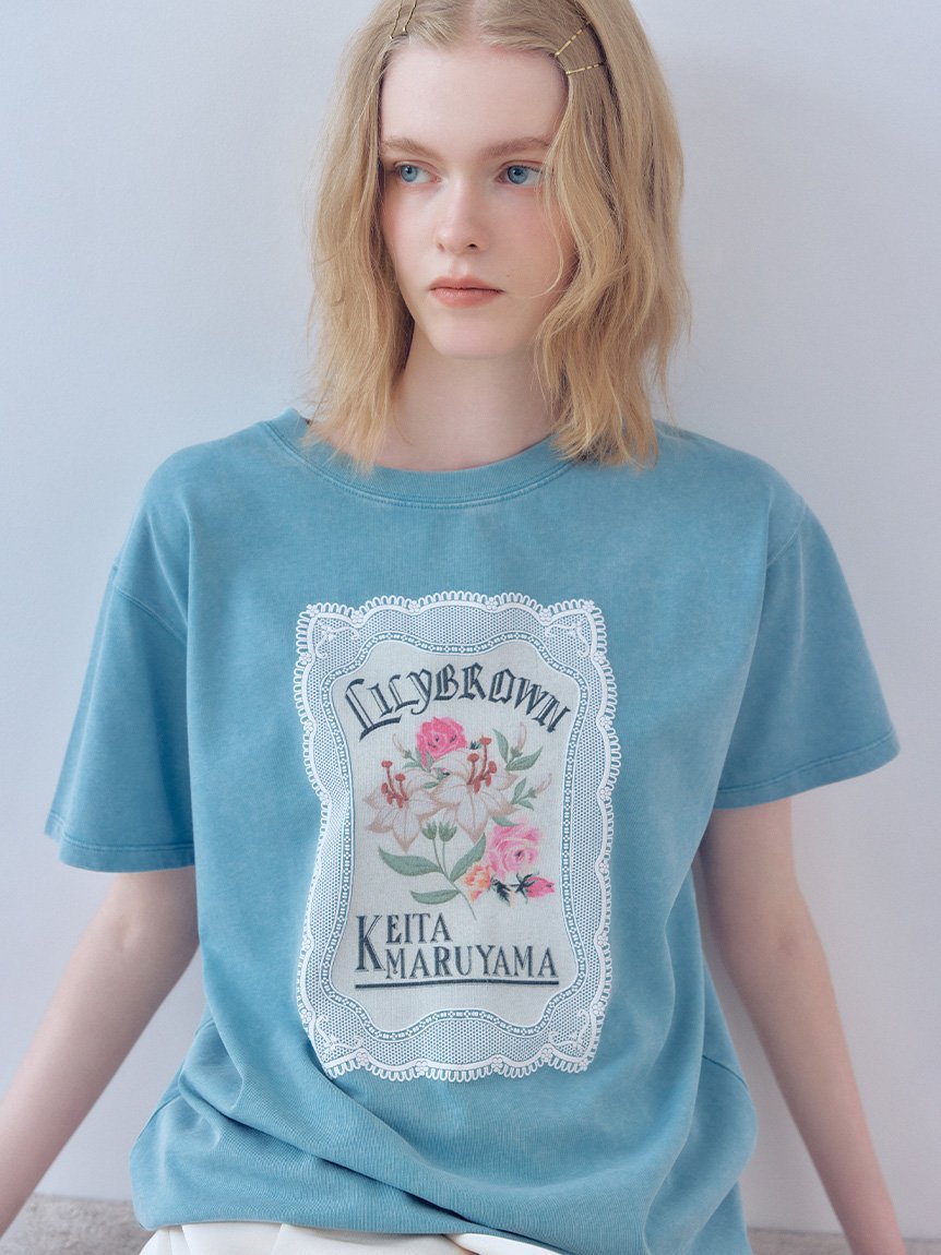 【SALE／50%OFF】LILY BROWN 【LILY BROWN×KEITA MARUYAMA】バリエーショングラフィックTシャツ リリーブラウン トップス カットソー・Tシャツ ホワイト ベージュ ブラウン ネイビー【送料無料】