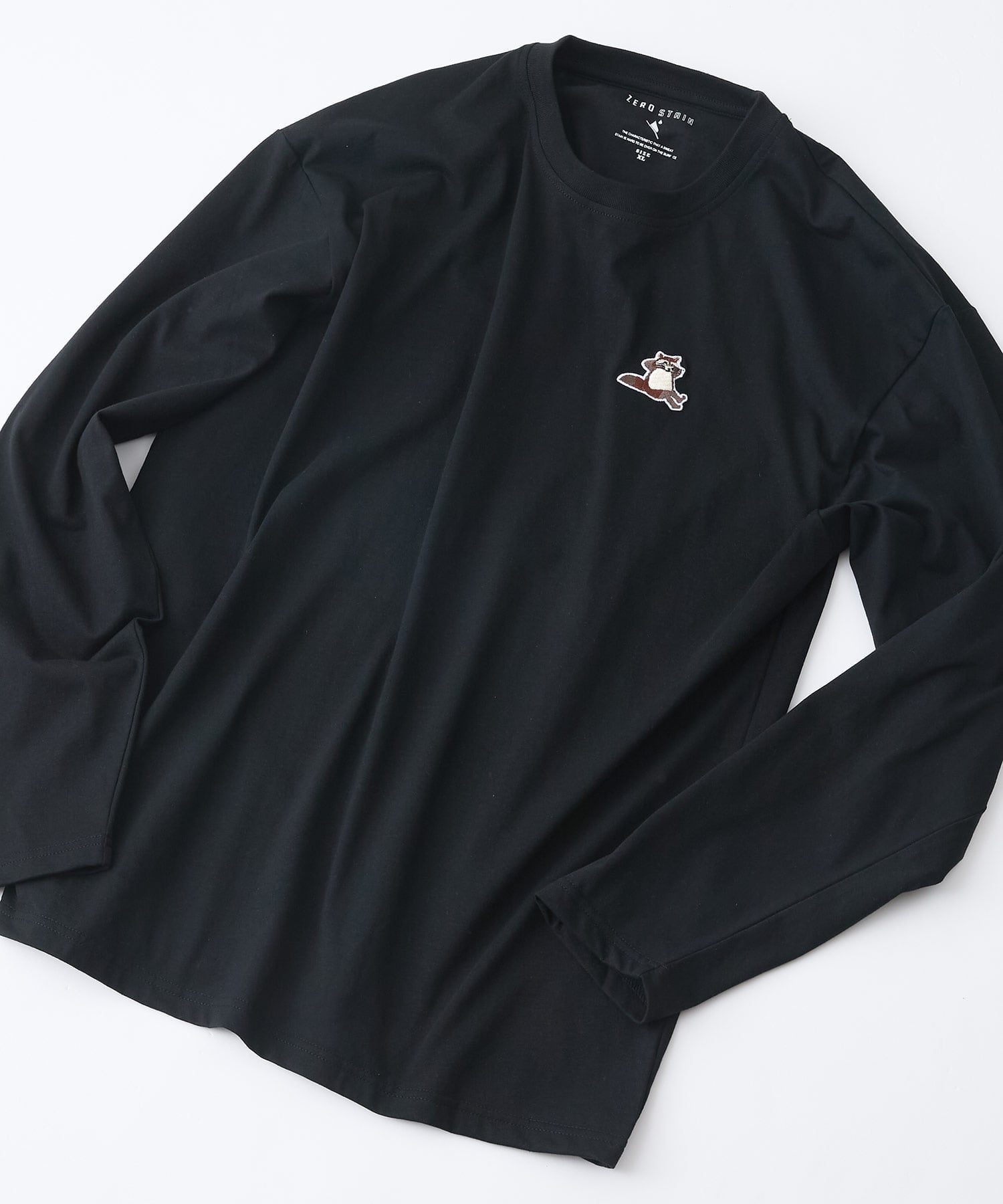 ZERO STAIN ZERO STAIN/(M)刺繍 BIG ロンT 汗染み 防止 対策 ジーンズメイト トップス カットソー・Tシャツ ブラック ブルー ホワイト グレー