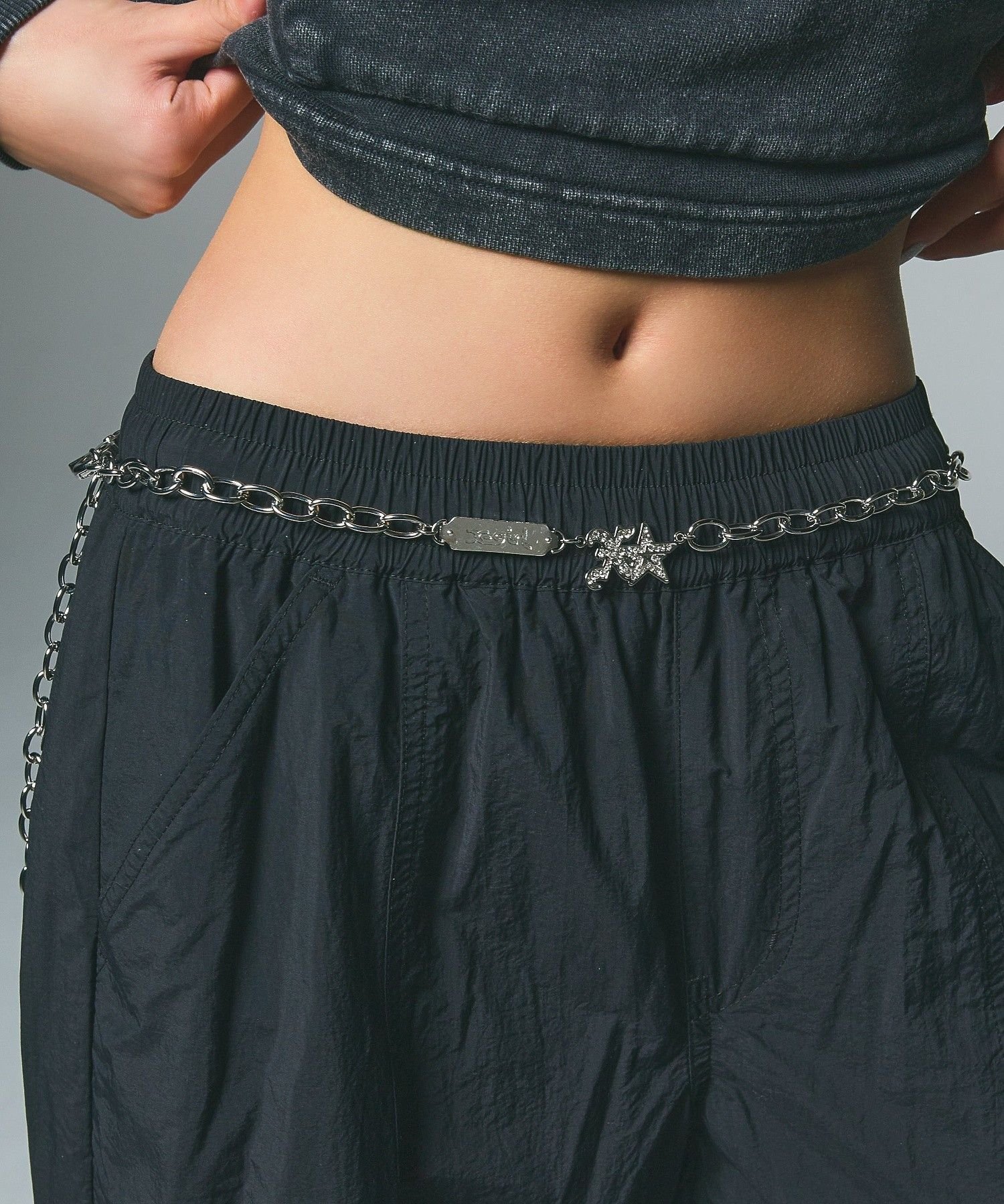 X-girl STAR AND LOGO CHAIN BELT エックスガール アクセサリー・腕時計 その他のアクセサリー・腕時計 シルバー