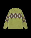 U:UME Fur Argyle Pattern Sweater ユーム トップス ニット グリーン グレー【送料無料】