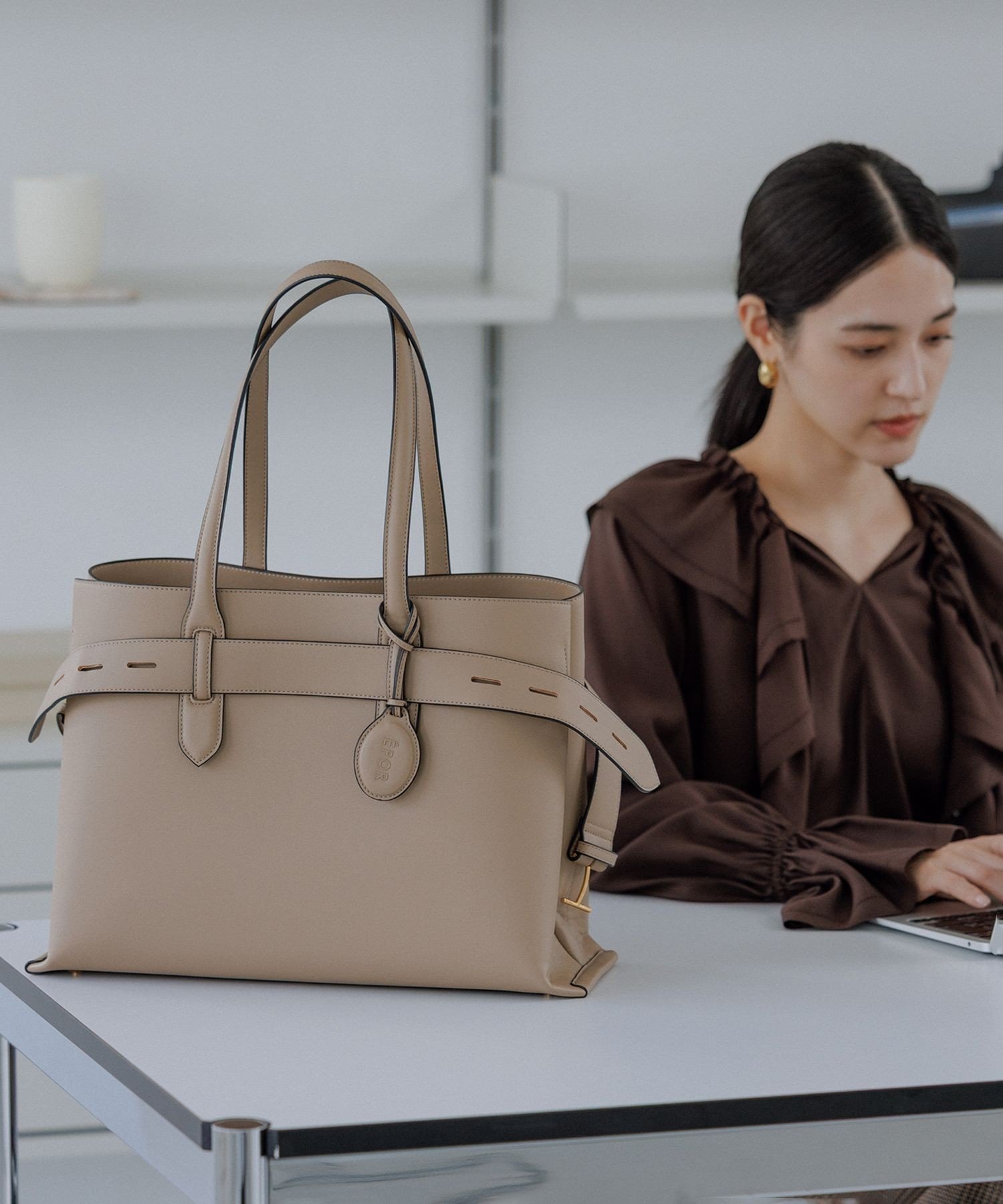 ROPE' 【E'POR】A BAG Large/A4対応・通勤 ロペ バッグ トートバッグ ブラック ベージュ【送料無料】