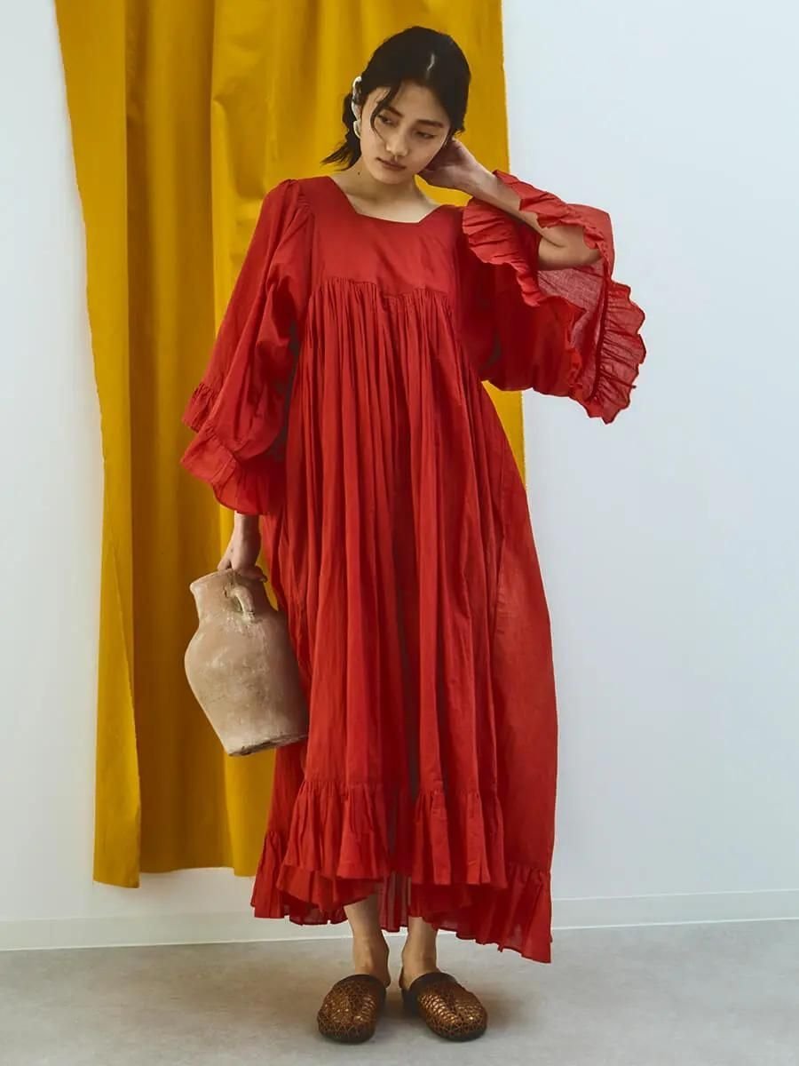 FIKA. 2way hem frill cotton onepiece ラシュッド ワンピース・ドレス その他のワンピース・ドレス ホワイト レッド【送料無料】