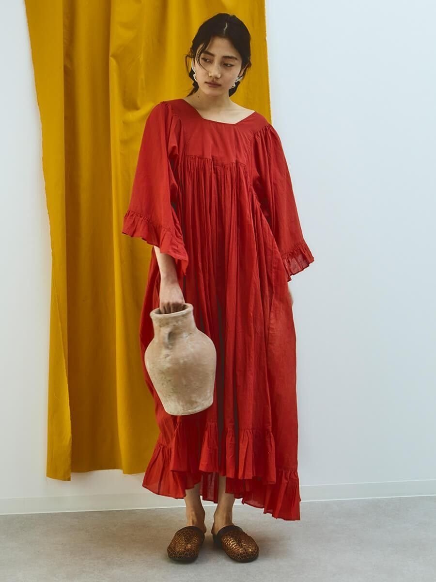 FIKA. 2way hem frill cotton onepiece ラシュッド ワンピース・ドレス その他のワンピース・ドレス ホワイト レッド【送料無料】