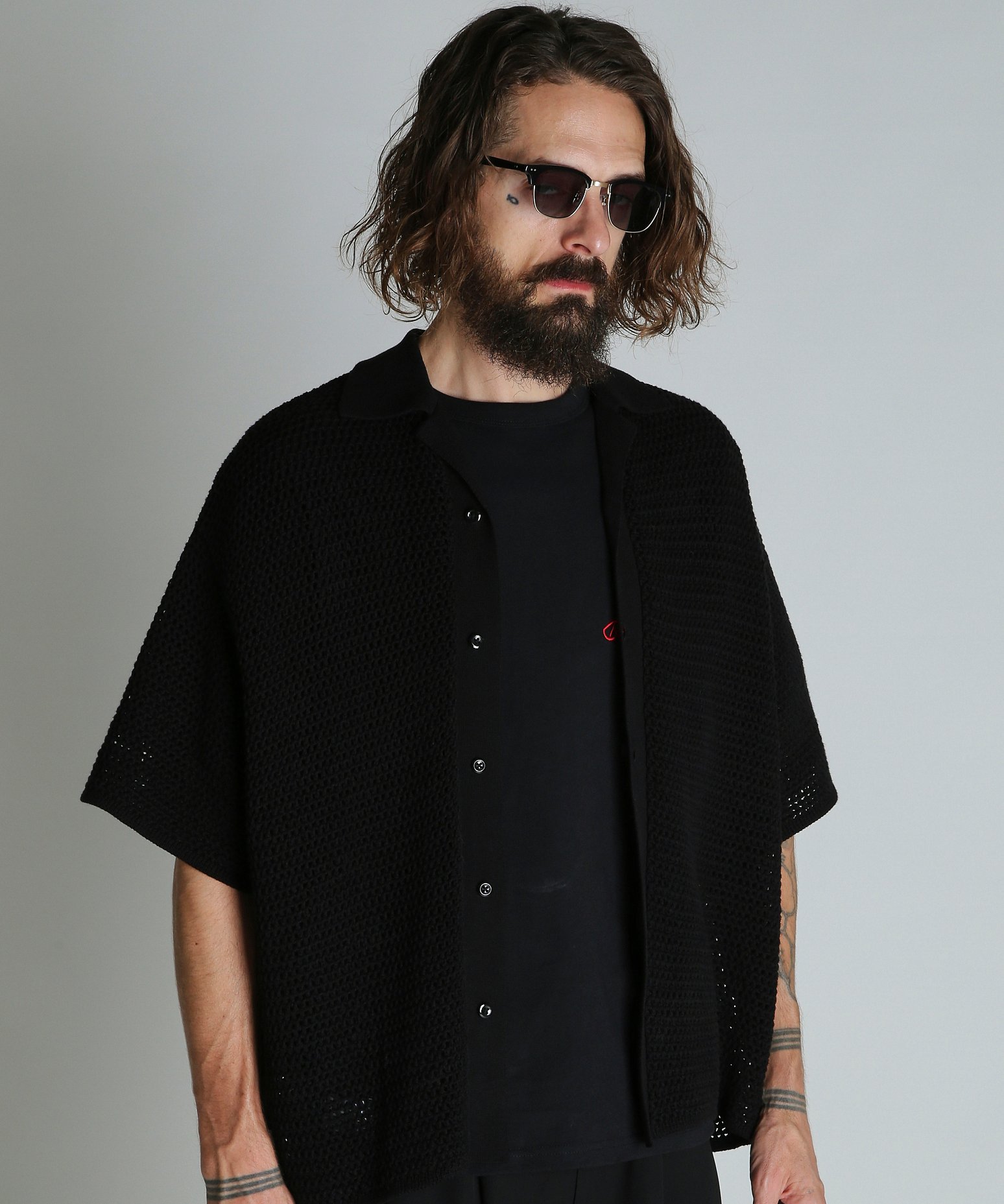 Schott B.S. KNIT SHIRT/ブラックシープ ニットシャツ ショット トップス ニット ブラック【送料無料】