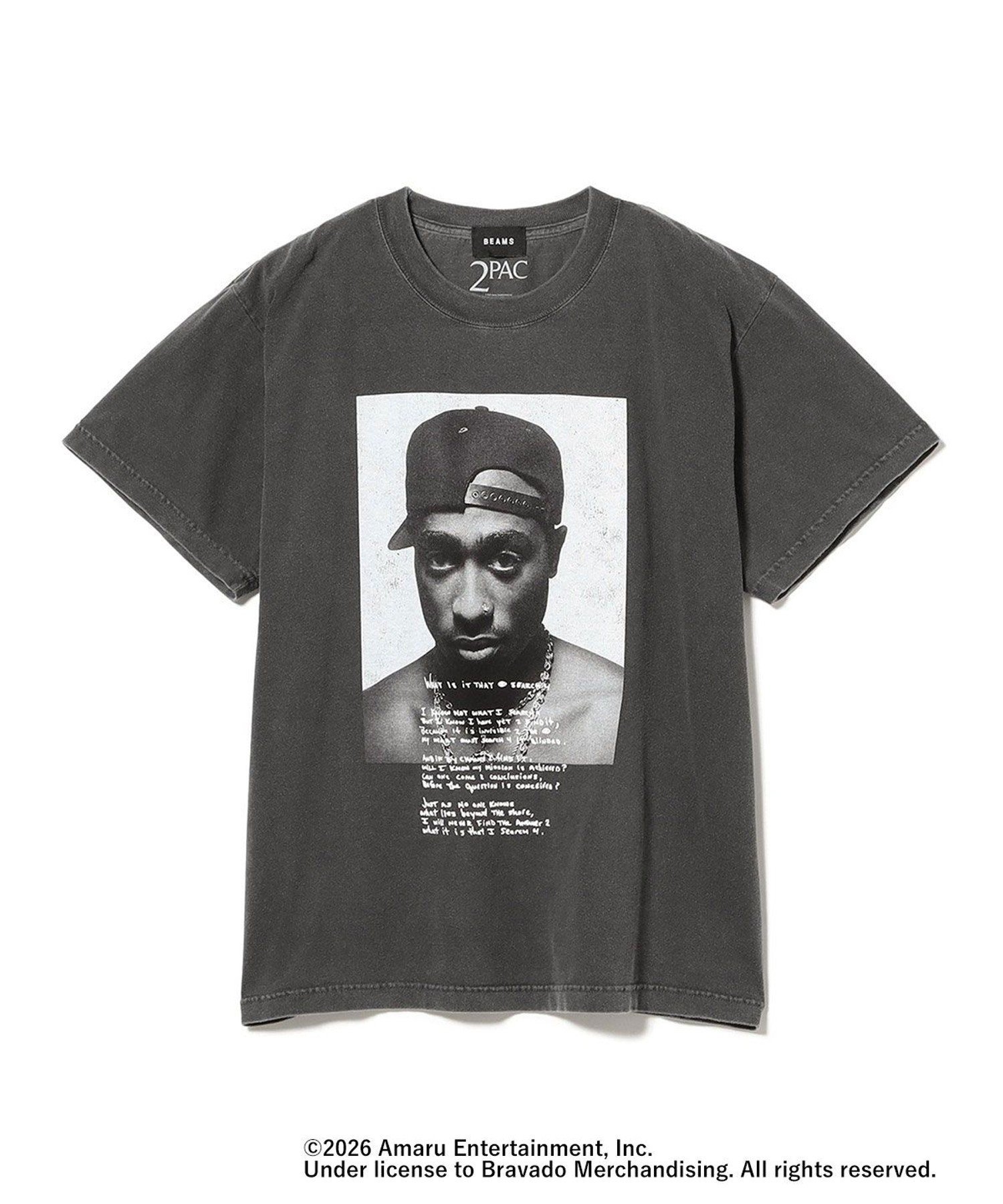 BEAMS T BEAMS T｜【別注】GOOD ROCK SPEED / TUPAC T-shirt(2)｜メンズ レディース｜Tシャツ カットソー｜半袖｜クルーネック｜コットン100％｜グラフィックプリント｜ヴィンテージライク｜ストリート｜春夏 ビームスT トップス カットソー・Tシャツ ブラック【送料無料】
