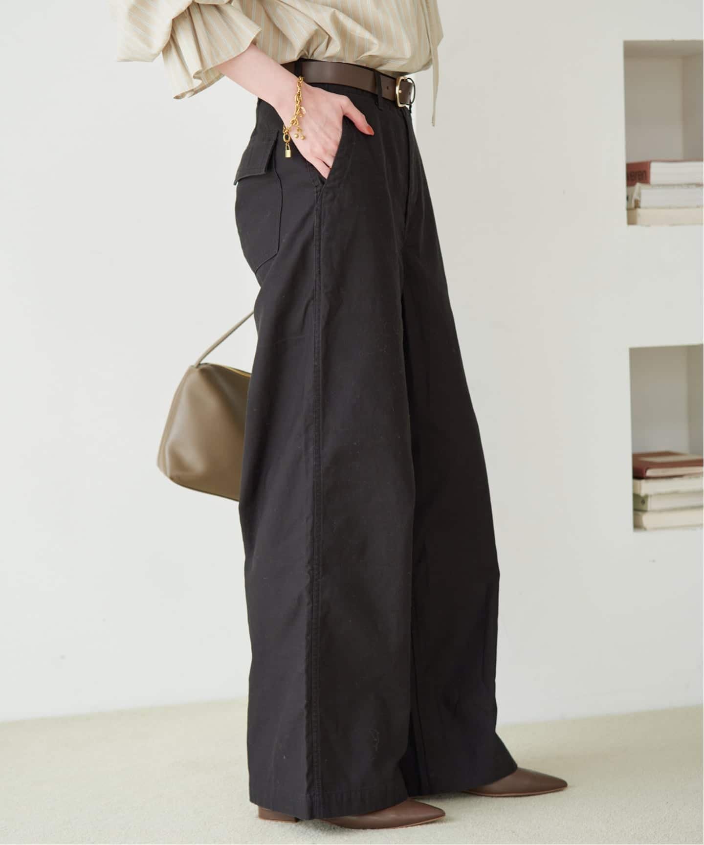 SLOBE IENA 《4サイズ展開/WEB限定/予約》コットンストレートパンツ スローブ イエナ パンツ カーゴパンツ カーキグリーン ブラック