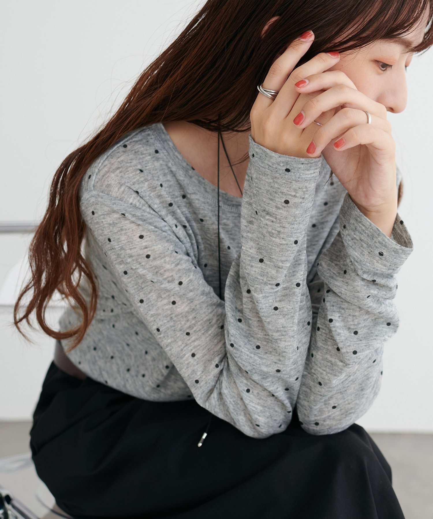 Discoat 【WEB限定】シアードットロングスリーブ ディスコート トップス カットソー・Tシャツ イエロー ホワイト グレー【送料無料】