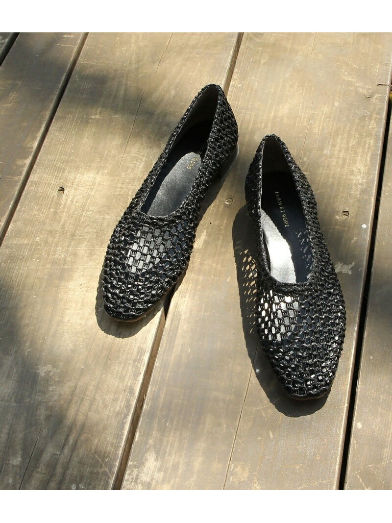 【SALE／60%OFF】ADAM ET ROPE' メッシュフラットシューズ アダムエロペ シューズ バレエシューズ ブラック ホワイト ベージュ【送料無料】のサムネイル