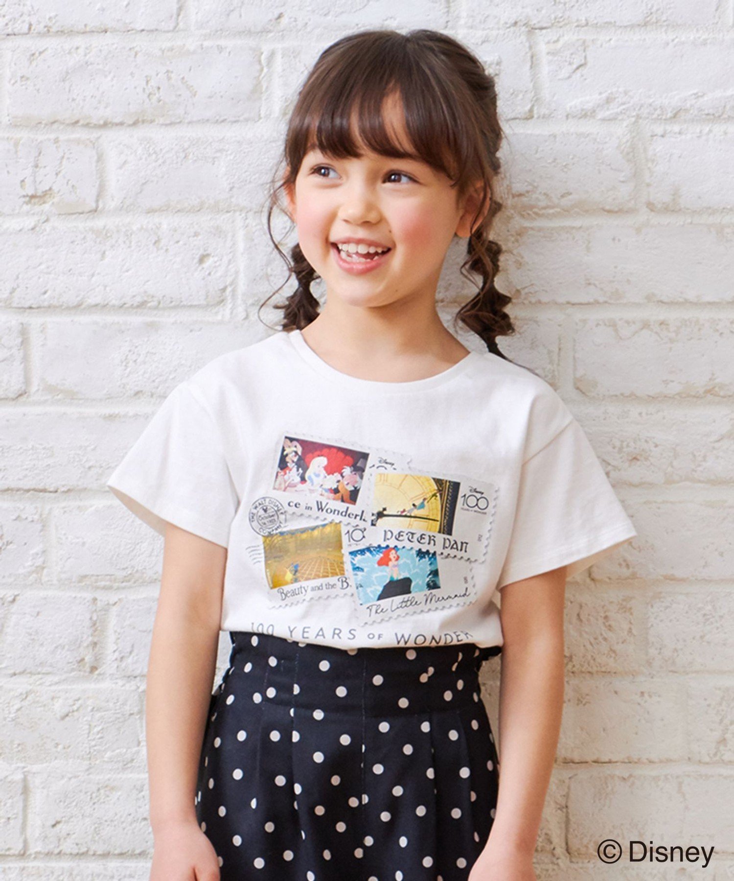 【SALE／50 OFF】any FAM KIDS 【Disney100 YEARS OF WONDER】ワールドスタンプ Tシャツ エニィファム トップス カットソー Tシャツ ホワイト グレー イエロー