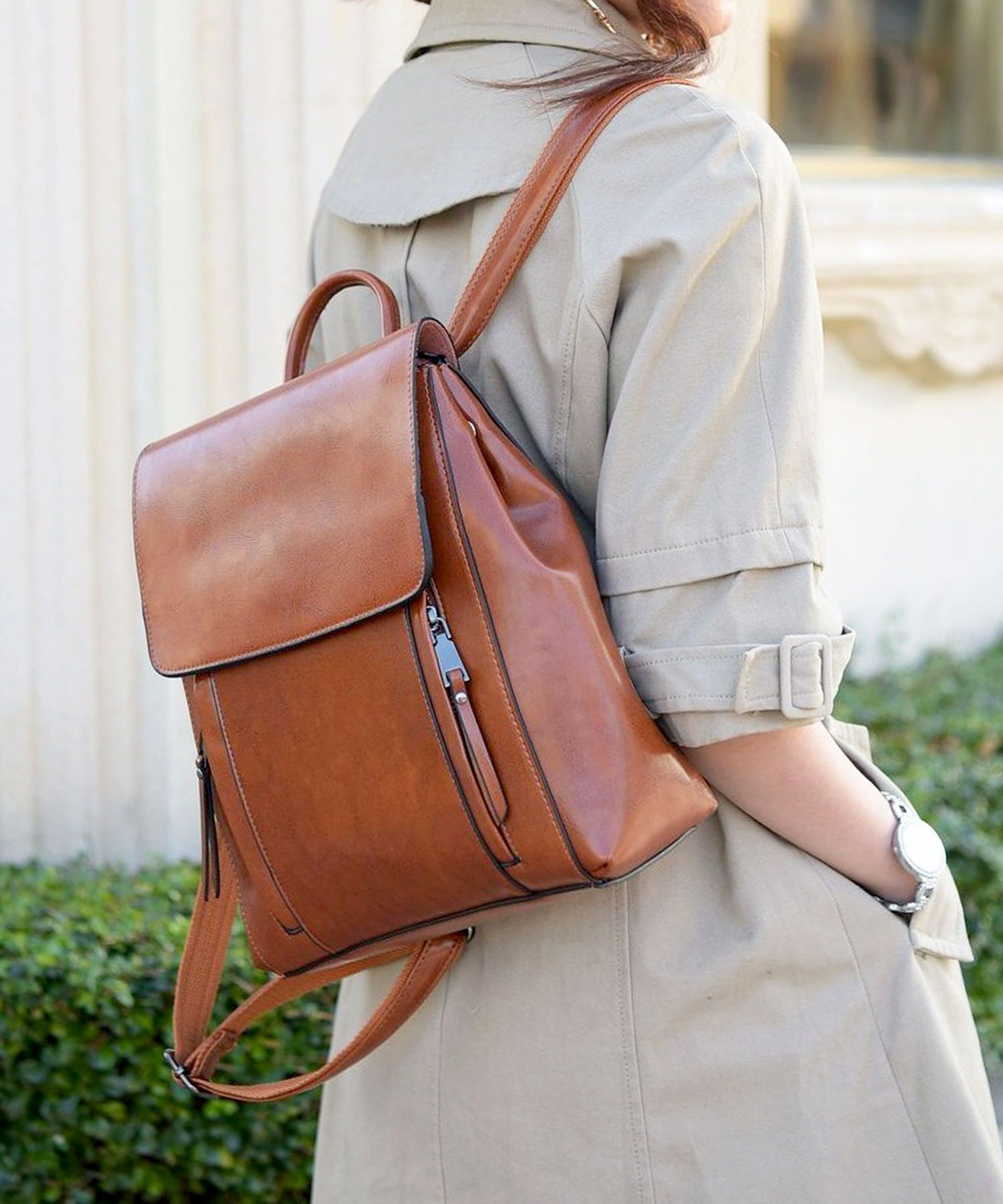 florist 【3種類展開/2WAY】ショルダーバッグになるヴィーガンレザーリュックサック フローリスト バッグ リュック・バックパック ブラウン ブラック カーキグリーン ネイビー グレー【送料無料】