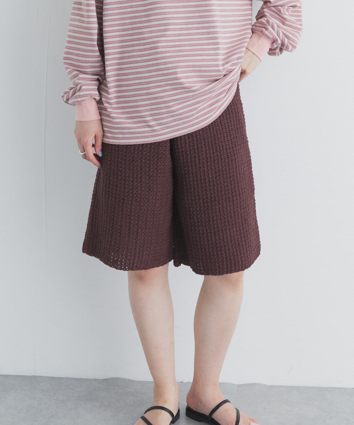 『別注』AFLOAH×DOORS KNIT SHORT PANTS アーバンリサーチドアーズ パンツ その他のパンツ ブラック ブラウン