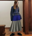 【SALE／40 OFF】LE CIEL BLEU LE CIEL BLEU/カラーブロックワイドプリーツスカート / Color Block Wide Pleated Skirt ルシェルブルー スカート ロング マキシスカート ブルー【送料無料】