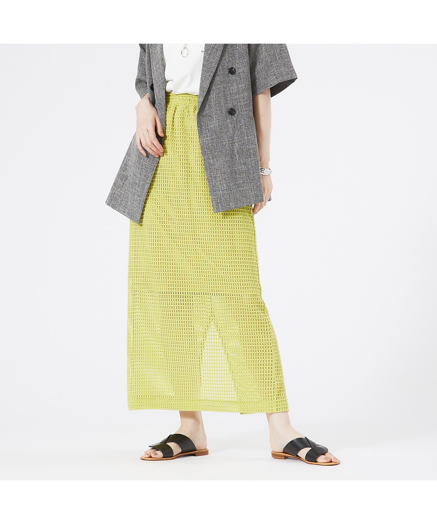 【SALE／25%OFF】abahouse mavie メッシュタイトスカート アバハウス マヴィ スカート ロング・マキシスカート グリーン ブラック ホワイト ブラウン【送料無料】のサムネイル