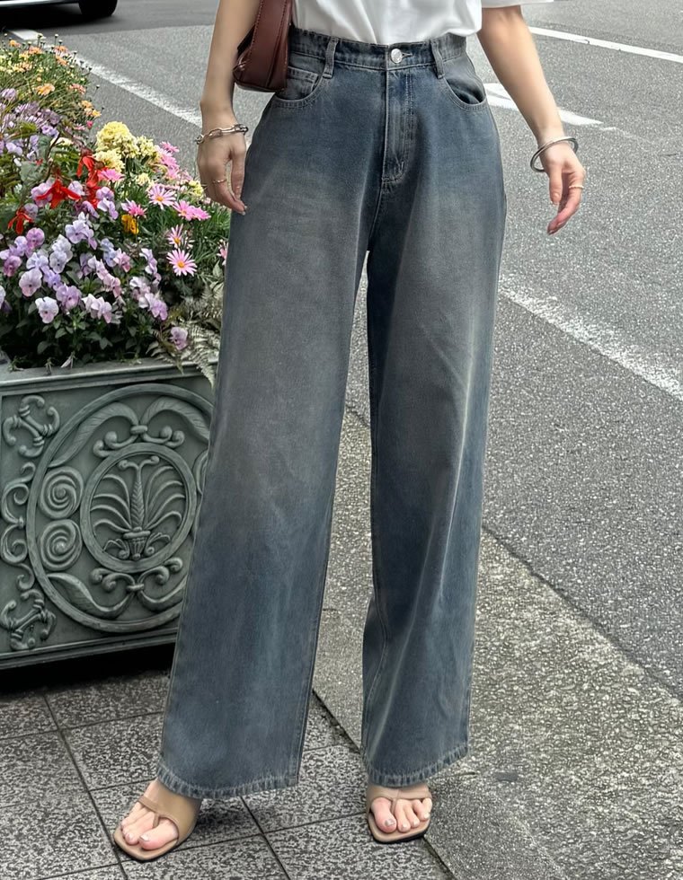 Re:EDIT コットンデニムルーズワイドパンツ リエディ パンツ ジーンズ・デニムパンツ ブルー ホワイト ブラック ネイビー【送料無料】 stylife-14907153 Rakuten Fashion サンプル画像3