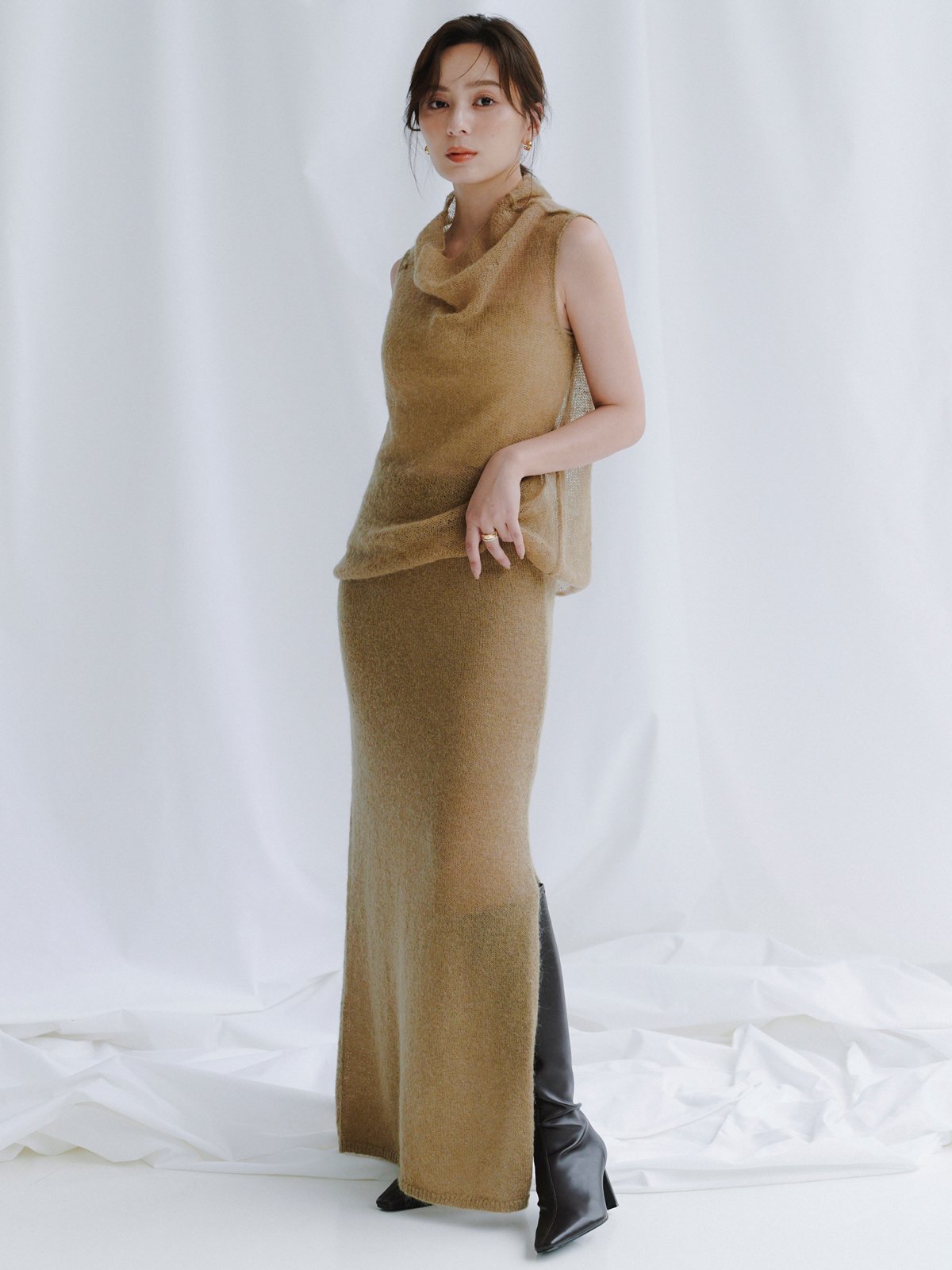 anuans モヘアナロースカート アニュアンス スカート ロング・マキシスカート ピンク ホワイト ベージュ【送料無料】のサムネイル